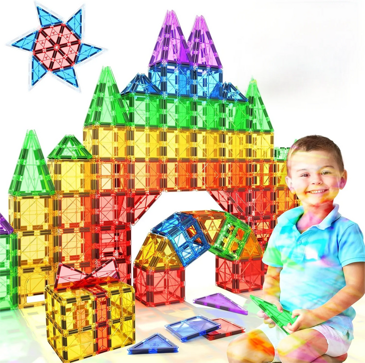 Magnetic Tiles for Kids Ages 3+ – STEM Building Blocks Toys & Sensory Games for Toddlers, Boys & Girls Ages 3 4 5 6 7 8