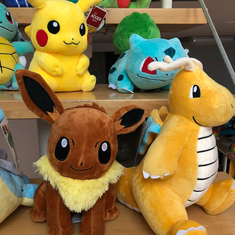 Pokemon Plush Toys – High-Quality Pikachu, Charmander, Squirtle & Bulbasaur Stuffed Dolls with Tag, Cute Anime Cartoon Gift for Kids & Fans