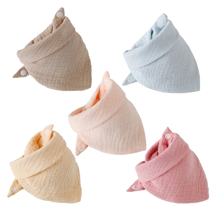 5Pcs Baby Feeding Drool Bibs Saliva Towel for TRIANGLE Scarf Bandana Soft Cotton Bib Adjustable Button Burp Cloth for Boys