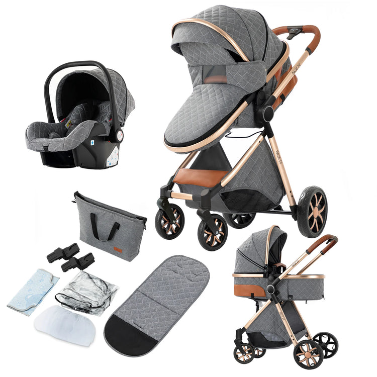 Lightweight 3-in-1 Baby Stroller with Isofix | High Landscape Travel System for Newborns to 6 Years