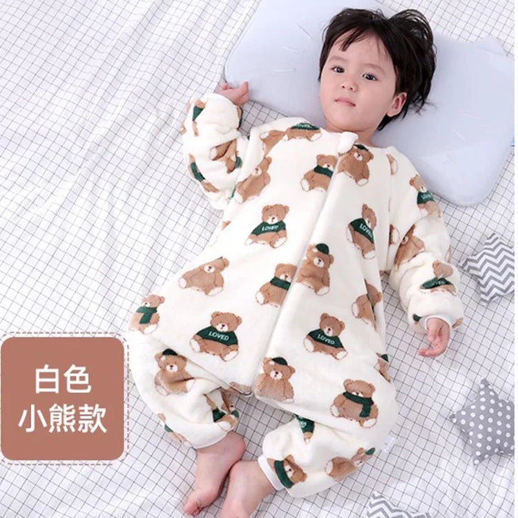 Baby One-Piece Flannel Pajamas – Unisex | Warm & Cozy Cartoon Sleepwear