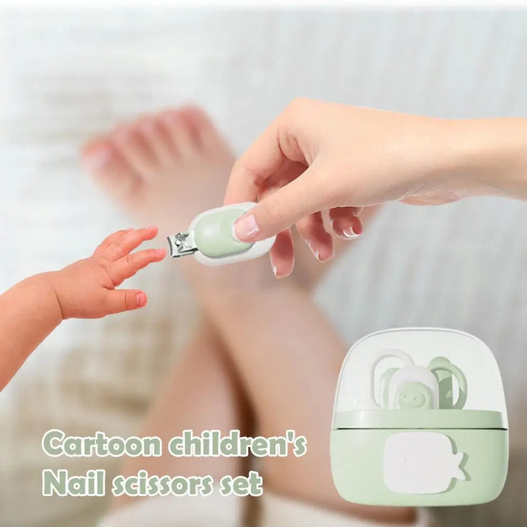 Baby Nail Kit 4-in-1 Cartoon Fingernail Clippers Grooming Care Nail Scissors Set Manicure Care Safe Clippers Scissors File