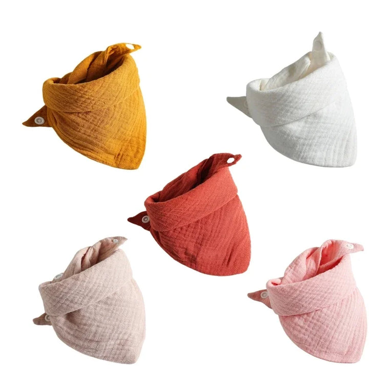 5Pcs Baby Feeding Drool Bibs Saliva Towel for TRIANGLE Scarf Bandana Soft Cotton Bib Adjustable Button Burp Cloth for Boys