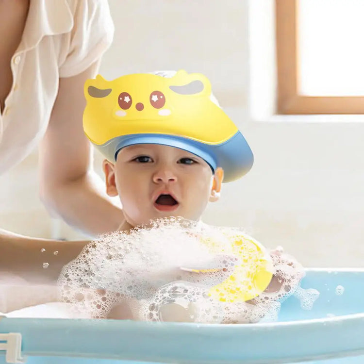 Silicone Baby Shower Cap Silicone Shower Cap Bathing Protection Wash Hair Shield Cartoon Shower Hats Eye And Ear Protection