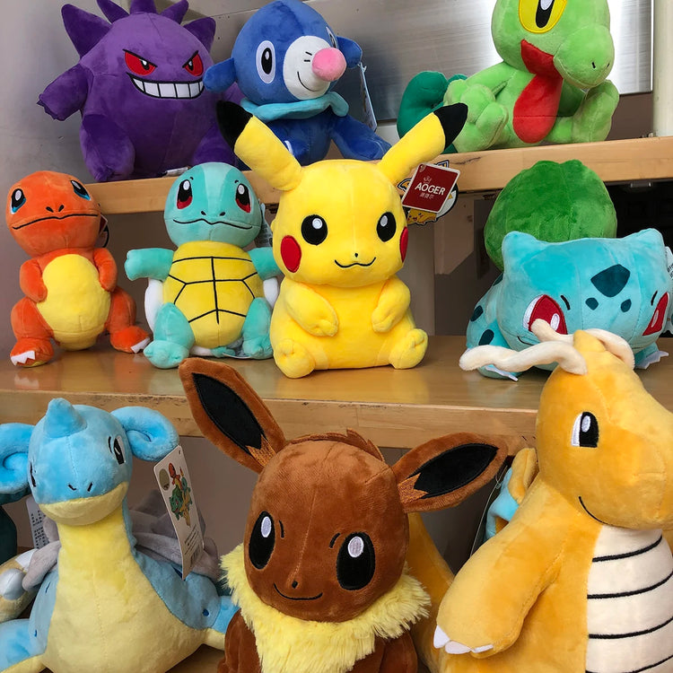 Pokemon Plush Toys – High-Quality Pikachu, Charmander, Squirtle & Bulbasaur Stuffed Dolls with Tag, Cute Anime Cartoon Gift for Kids & Fans