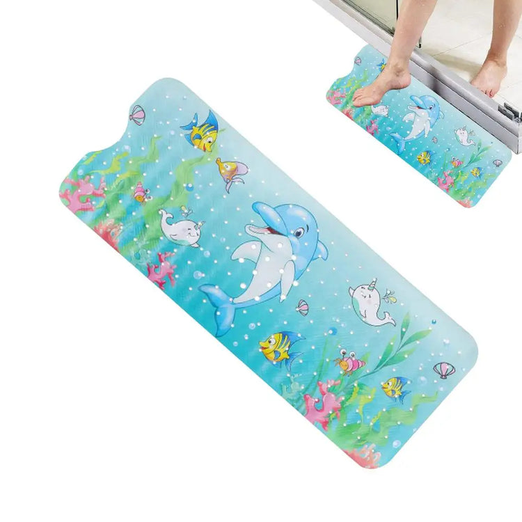 Baby Bath Mat Non Slip Cartoon Pattern Extra Long Kids Bathtub Mat 40 X 16 Inch Machine Washable Toddler Baby Bathtub Mat With