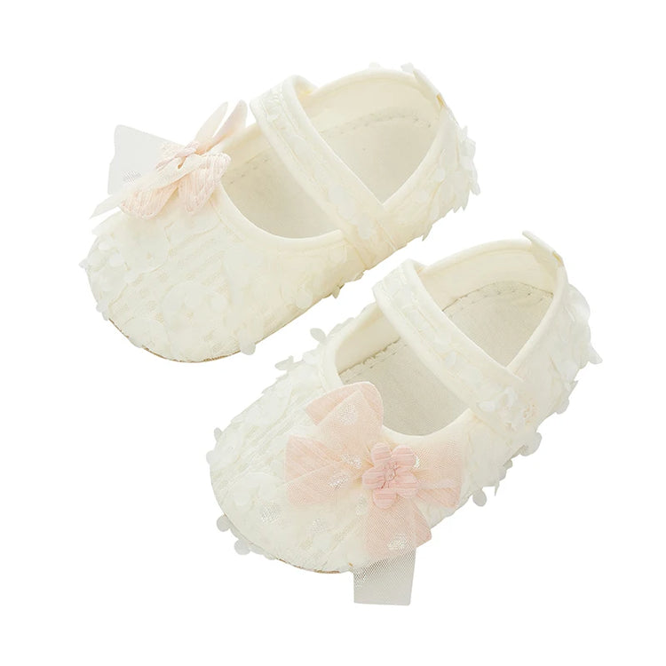 Adorable Baby Girl Bow Flats with Petal Design – Infant Party Shoes for Festivals, Baby Showers & Special Occasions