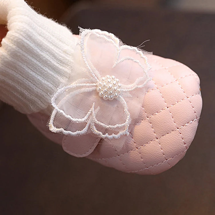 Infant Girls Sparkly Mary Jane Flats Shoes with Bowknot for Birthday Party Wedding Baby Shower and Holiday Festivities