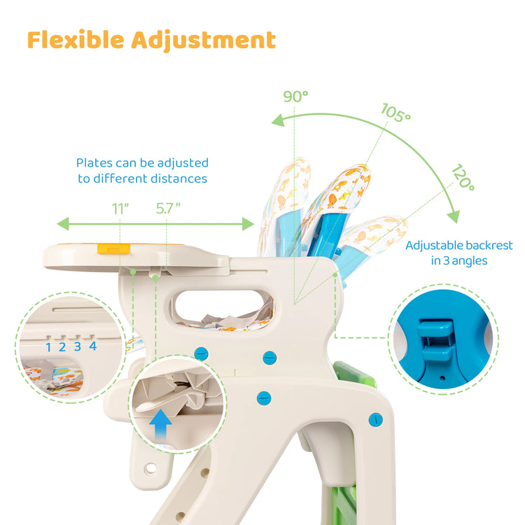 Sejoy 3-in-1 High Chair for Babies & Toddlers – Adjustable Backrest, Removable Tray & Washable Cushion – ASTM & CPC Certified Feeding Chair
