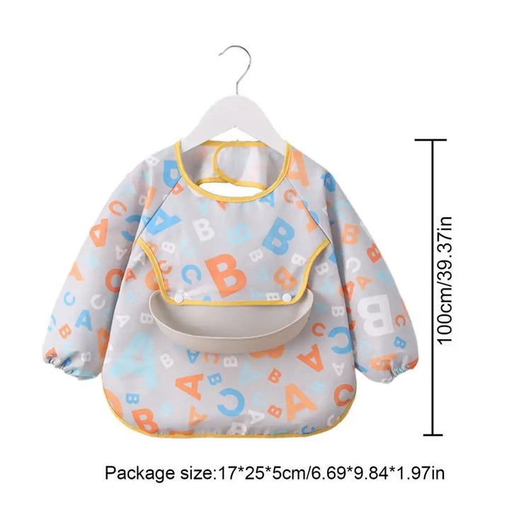 Toddler Long Sleeve Scarf Waterproof Art Smock Feeding Bib Apron Pocket Infant Boys Girls Burp Cloth Bandana Bibs supplies
