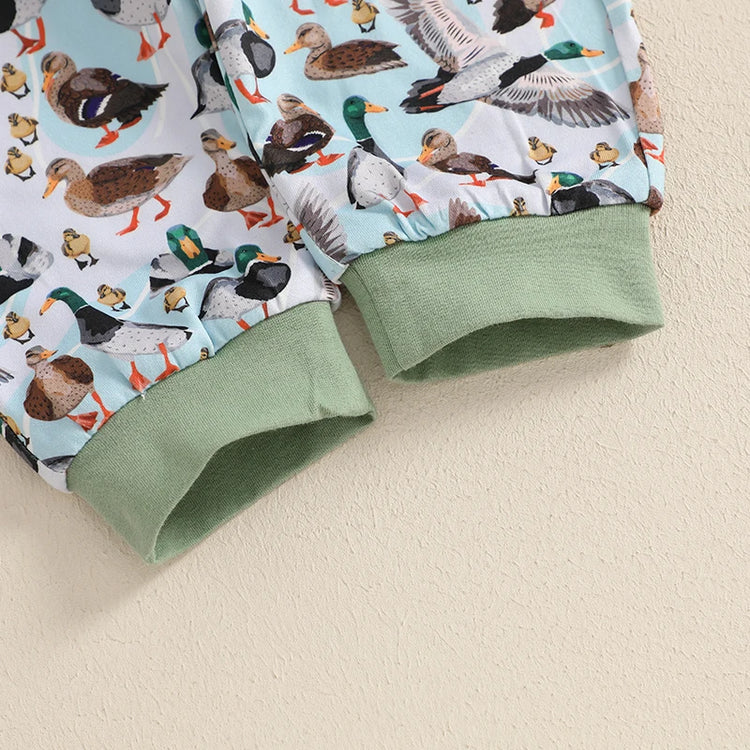 Lioraitiin Baby Boys Summer Outfit Set – Duck Embroidery Short Sleeve T-Shirt & Elastic Waist Pants (1-3 Years)