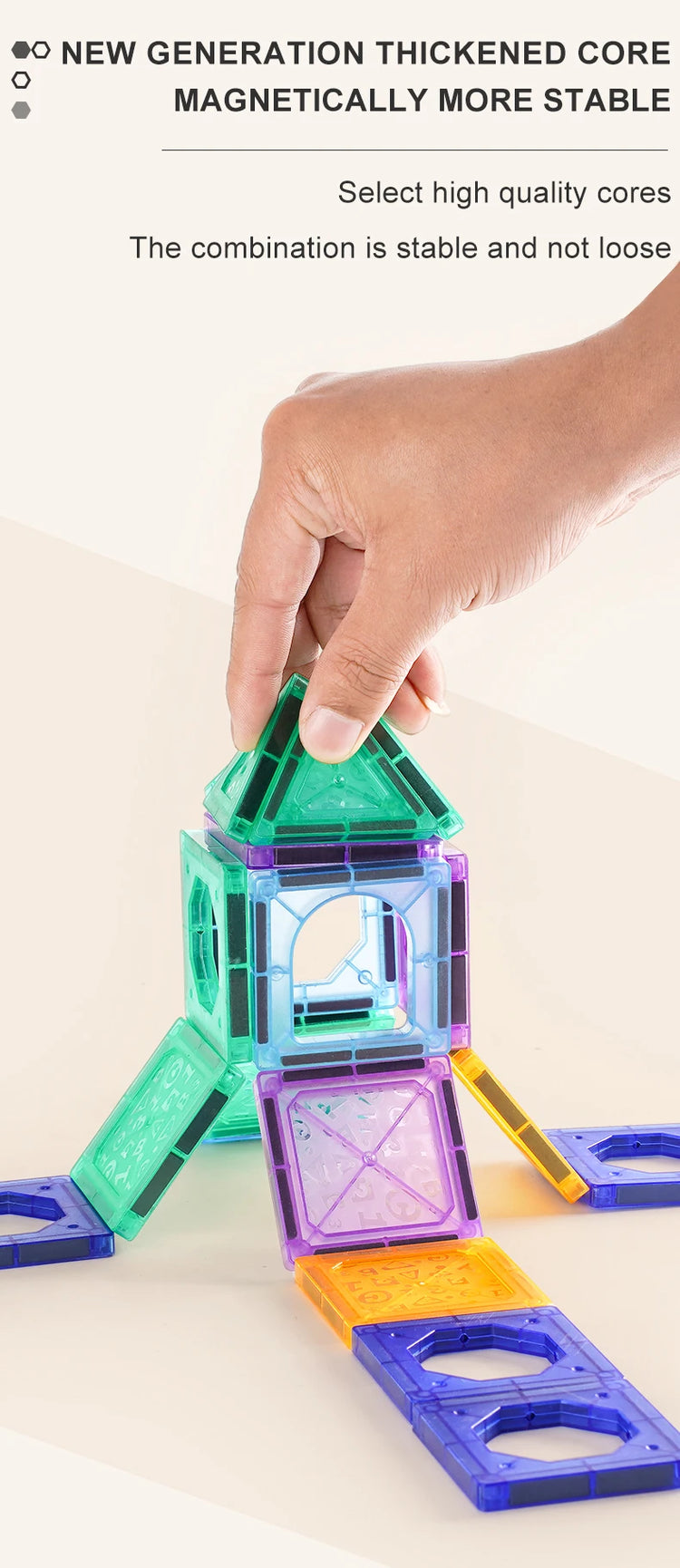 Colorful 3D Magnetic Building Blocks for Kids – Educational DIY STEM Toys to Enhance Fine Motor Skills, Creative Magnet Bricks for Toddlers & Children Ages 3+