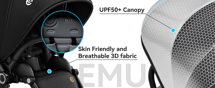 EMU Reversible Baby Stroller with Reversible Seat Full-Size Infant Stroller with Full Recline Cockpit Compact Foldable Pram Carr