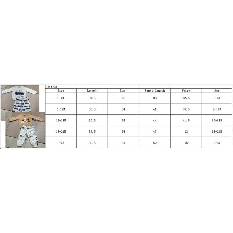 Lioraitiin Toddler Baby Boy 2-Piece Outfit – Car Embroidery Long Sleeve Pullover Sweatshirt & Elastic Waist Pants Set