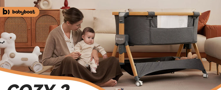 Cozy2 Baby Bedside Bassinet Sleeper Portable Travel Bassinet with Bigger Wheels 3 in 1 Bassinet Crib with Mattress, Storage Bask