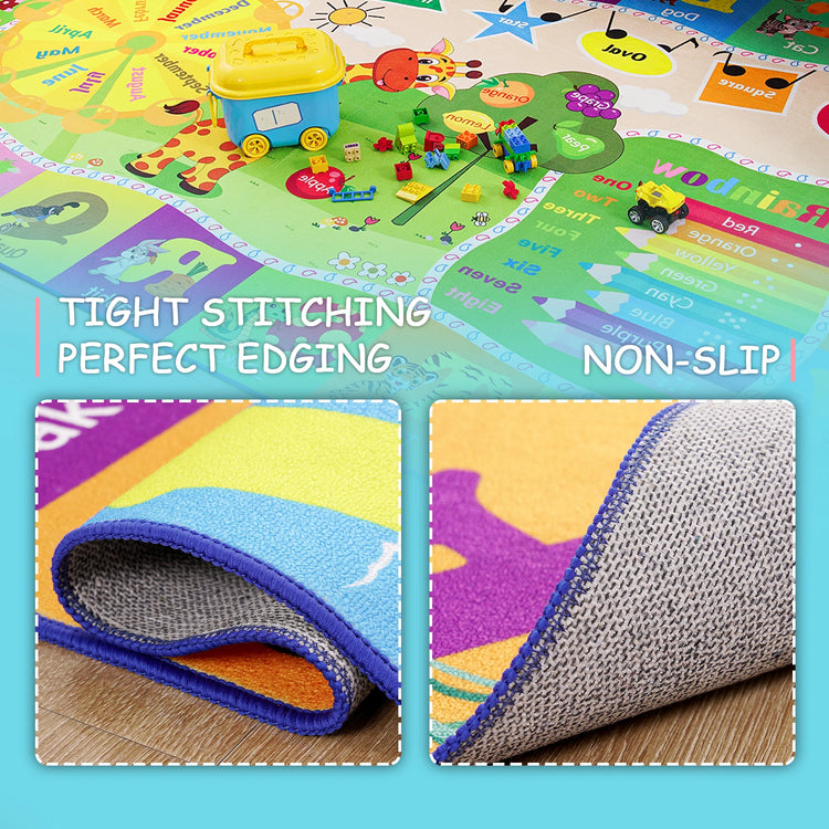 Large Dinosaur Play Mat for Kids – Soft Non-Slip Rug with Letters & Animal Print for Boys’ Bedroom or Playroom | Foldable, Washable, Early Learning Carpet