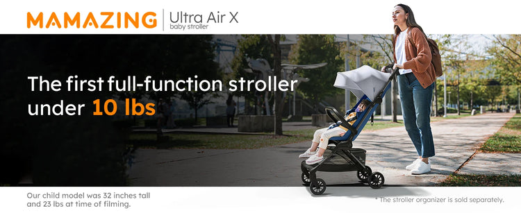 MAMAZING Ultra Air X Portable Baby Stroller 9.9lbs Carbon Fiber Frame with Safety Belt & Storage (BLUE)