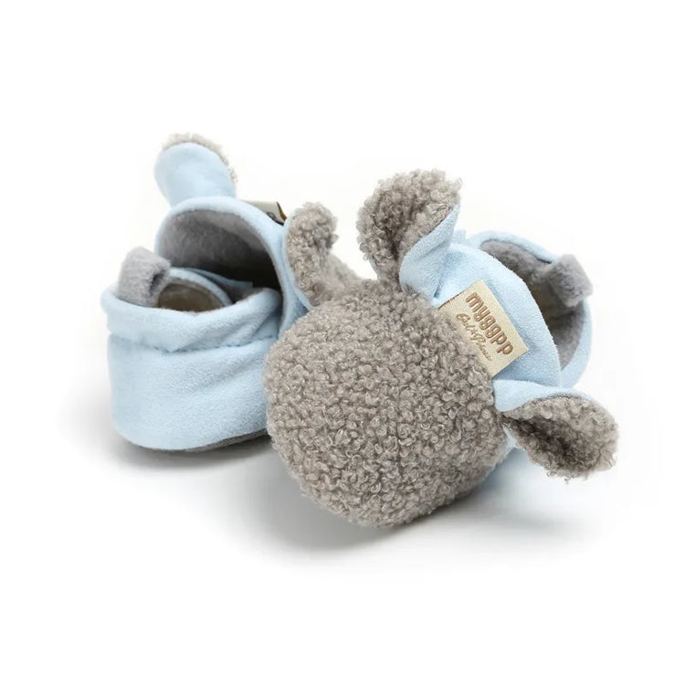 Soft & Cozy Fleece Baby Booties with Bear Design – Anti-Slip Sole Winter Crib Shoes for Newborns