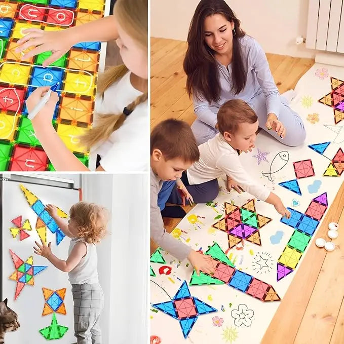 Magnetic Tiles for Kids Ages 3+ – STEM Building Blocks Toys & Sensory Games for Toddlers, Boys & Girls Ages 3 4 5 6 7 8