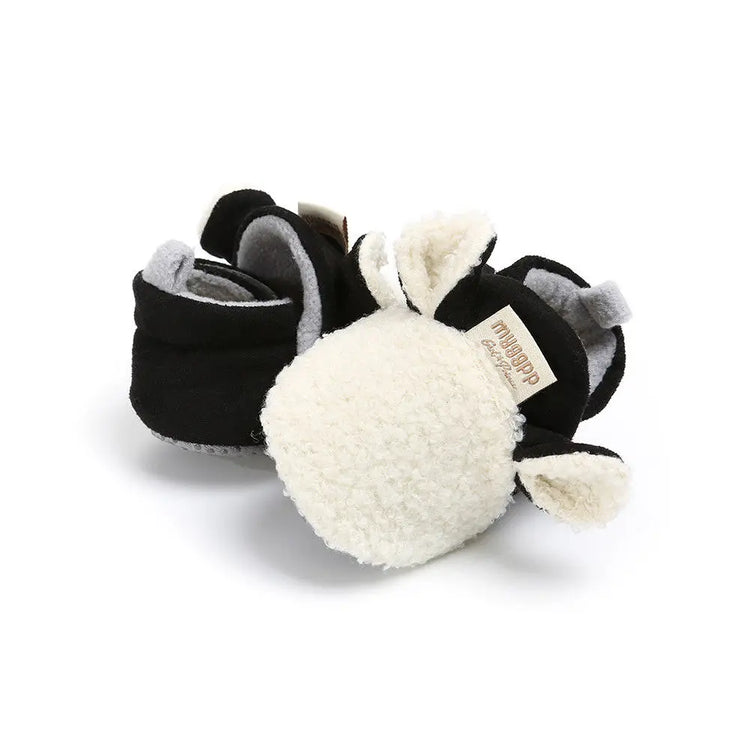 Soft & Cozy Fleece Baby Booties with Bear Design – Anti-Slip Sole Winter Crib Shoes for Newborns