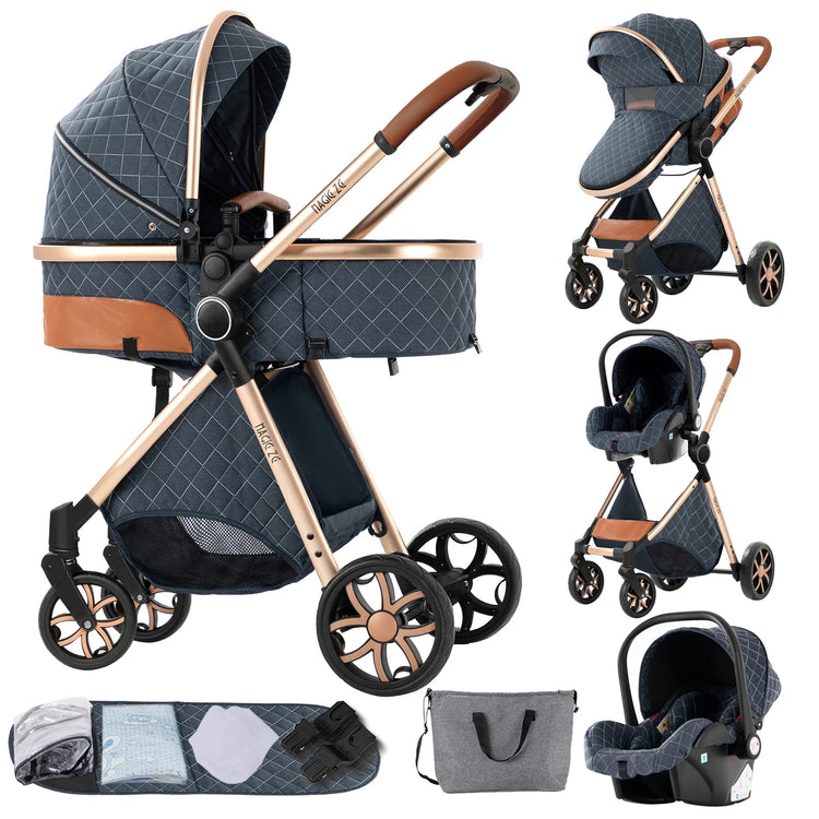 Lightweight 3-in-1 Baby Stroller with Isofix | High Landscape Travel System for Newborns to 6 Years