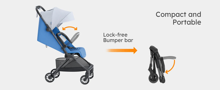 MAMAZING Ultra Air X Portable Baby Stroller 9.9lbs Carbon Fiber Frame with Safety Belt & Storage (BLUE)