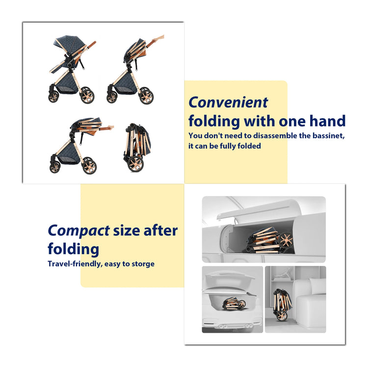Lightweight 3-in-1 Baby Stroller with Isofix | High Landscape Travel System for Newborns to 6 Years