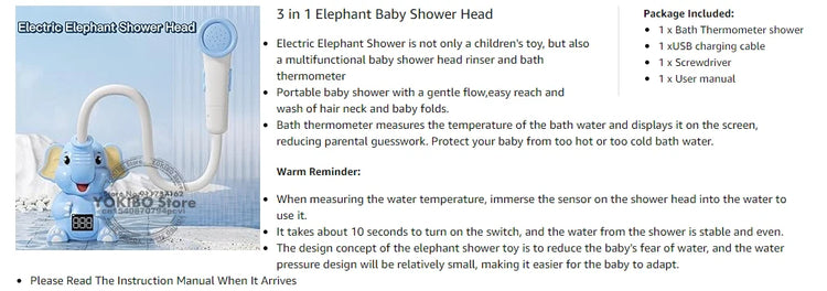 Baby Bath Toys Bath Shower with Shower Thermometer Electric Elephant Water Spray Water Toys for Kids Tathtub Toys for Toddlers