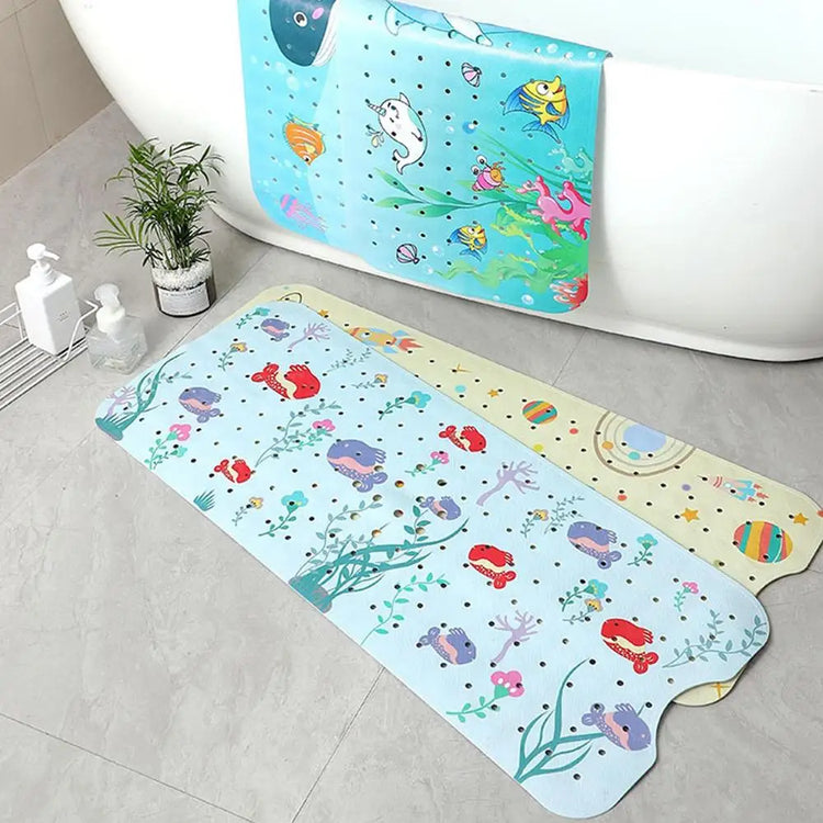 Baby Bath Mat Non Slip Cartoon Pattern Extra Long Kids Bathtub Mat 40 X 16 Inch Machine Washable Toddler Baby Bathtub Mat With