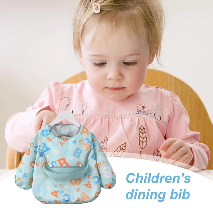 Toddler Long Sleeve Scarf Waterproof Art Smock Feeding Bib Apron Pocket Infant Boys Girls Burp Cloth Bandana Bibs supplies