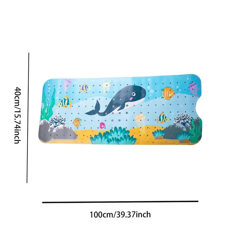 Baby Bath Mat Non Slip Cartoon Pattern Extra Long Kids Bathtub Mat 40 X 16 Inch Machine Washable Toddler Baby Bathtub Mat With