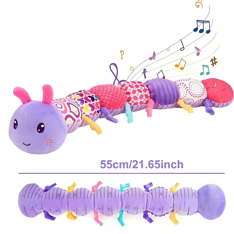 5-Sensory Baby Caterpillar Toy - Musical Plush with Crinkle/Rattle Sounds, Early Learning Developmental Toy for 0-12M✔Non-Toxic