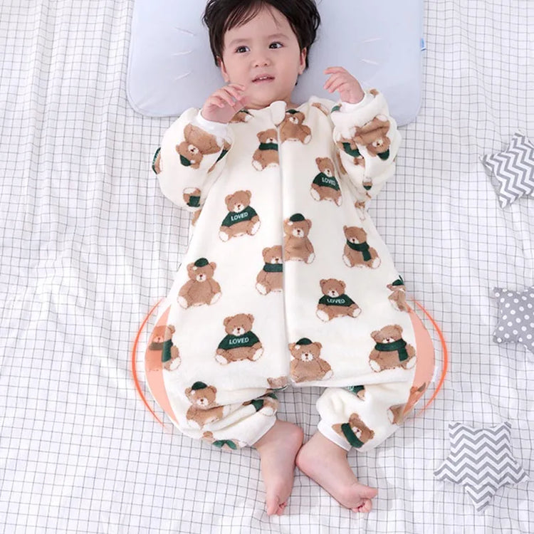 Baby One-Piece Flannel Pajamas – Unisex | Warm & Cozy Cartoon Sleepwear