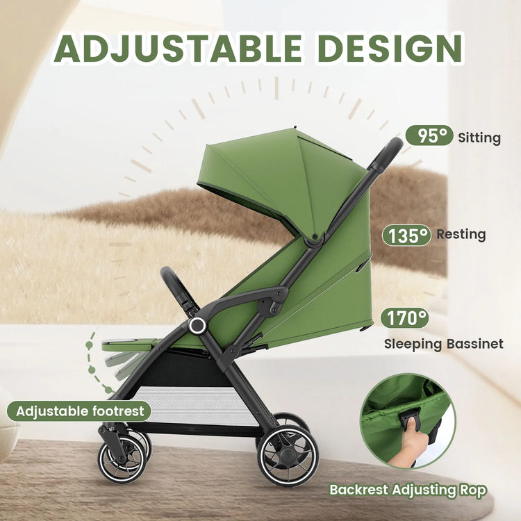 High View Portable Baby Stroller – Lightweight Travel Stroller with 360° Swivel Seat, Compact Fold, and Sun Protection for Babies & Toddlers