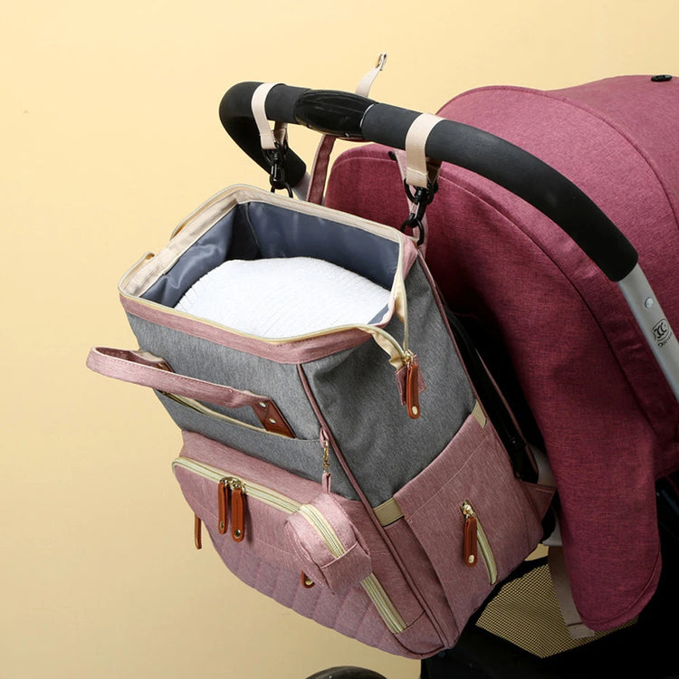 Portable Foldable Baby Travel Bed & Diaper Bag – Large Capacity Mommy Backpack with Changing Station & Infant Carrier (Fashionable & Lightweight)