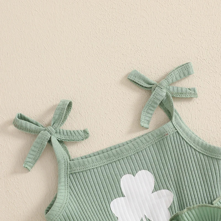 Baby Boy Irish Romper Suit with Clover Print – St. Patrick’s Day Short Sleeve Button-Up Outfit