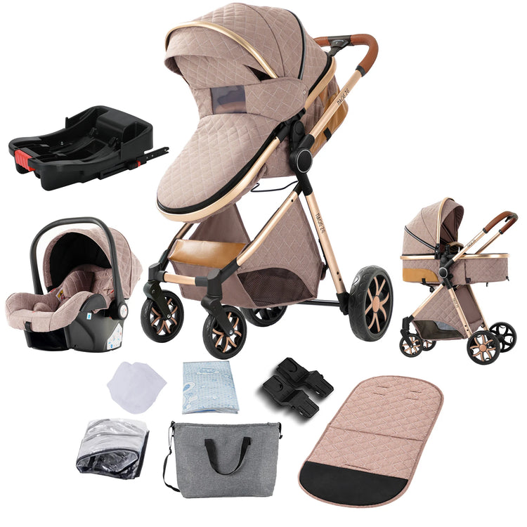 Lightweight 3-in-1 Baby Stroller with Isofix | High Landscape Travel System for Newborns to 6 Years