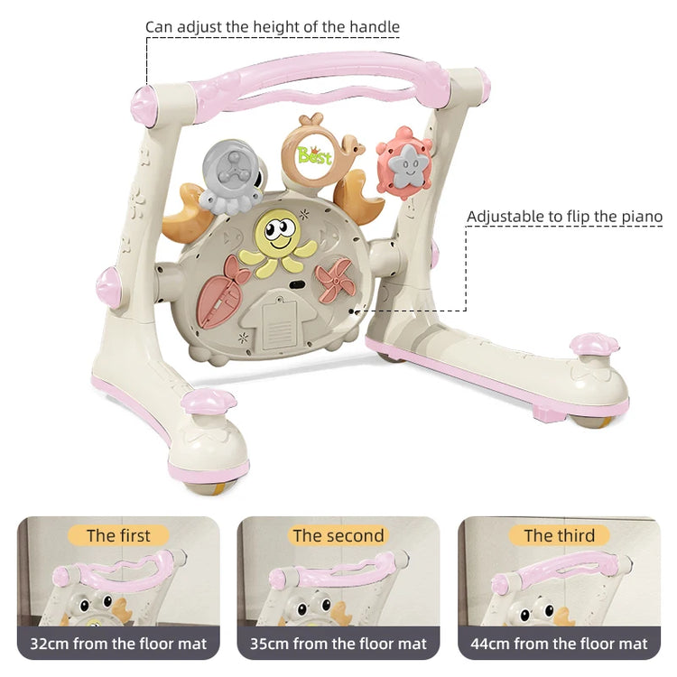 New Baby Toddler Multi-Function Four-in-One Baby Car Fitness Rack Piano Baby Walking Car Table Trolley Toy For 0-18 Months