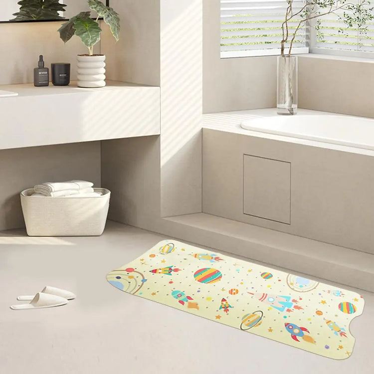 Baby Bath Mat Non Slip Cartoon Pattern Extra Long Kids Bathtub Mat 40 X 16 Inch Machine Washable Toddler Baby Bathtub Mat With