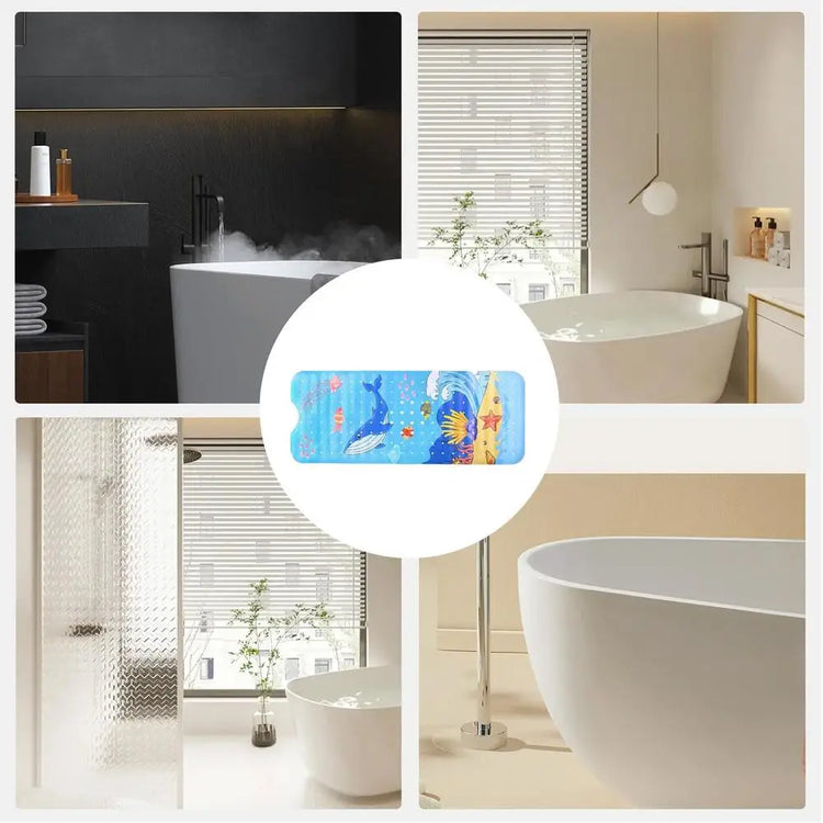 Baby Bath Mat Non Slip Cartoon Pattern Extra Long Kids Bathtub Mat 40 X 16 Inch Machine Washable Toddler Baby Bathtub Mat With