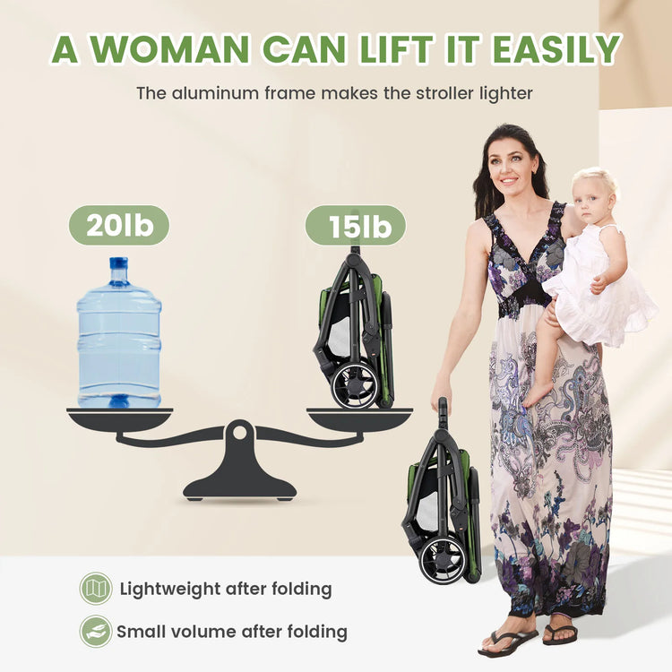 High View Portable Baby Stroller – Lightweight Travel Stroller with 360° Swivel Seat, Compact Fold, and Sun Protection for Babies & Toddlers