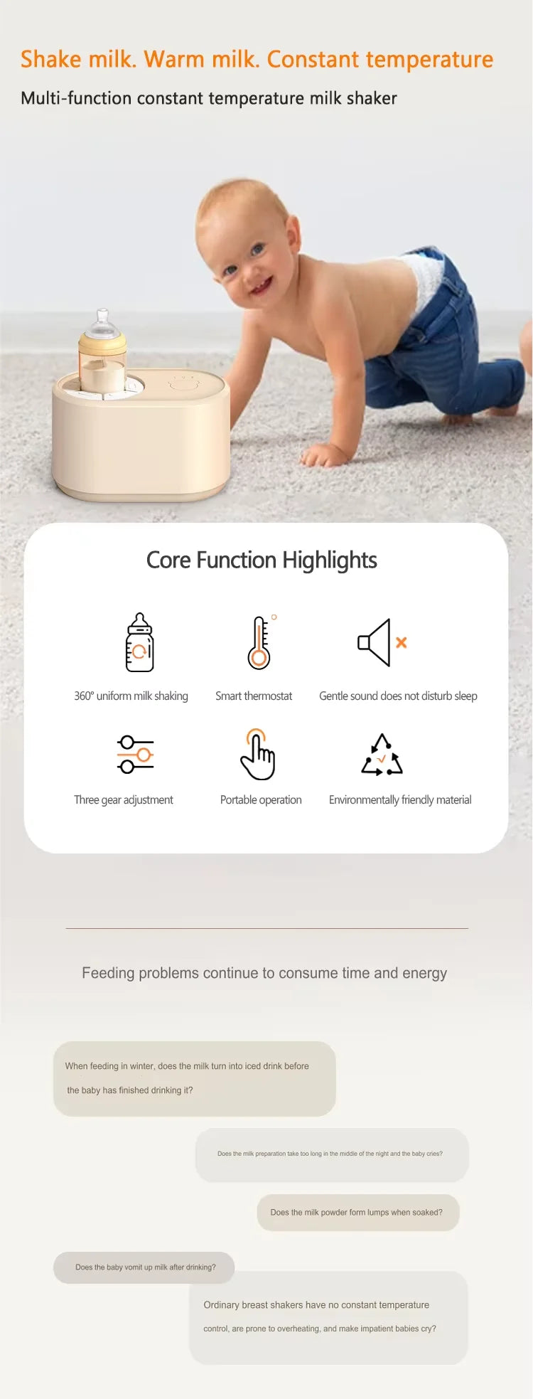 Smart Baby Formula Mixer – Insulated Constant Temperature Milk Bottle Shaker | USB Plug-In Intelligent Milk Powder Blender