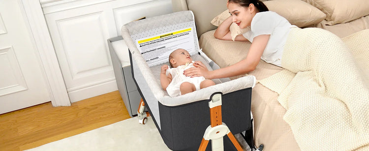3 in 1 Baby Bassinet Bedside Sleeper, Breathable Mesh Safe Bedside Bassinet for Baby, Easy Assemble and Folding Portable with Wheels