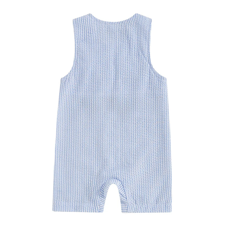 Lioraitiin Baby Boys Sleeveless Romper – Striped Golf Cart Embroidery Summer Jumpsuit for Casual Daily Wear (0-1 Years)