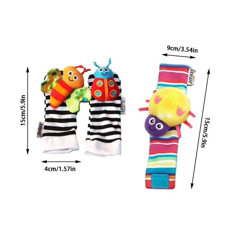 4Pcs Cartoon Baby Toys 0-12 Months Baby Rattles Children Infant Newborn Toys Soft Plush Sock Baby Rattle Toy Wrist Toddler Toys