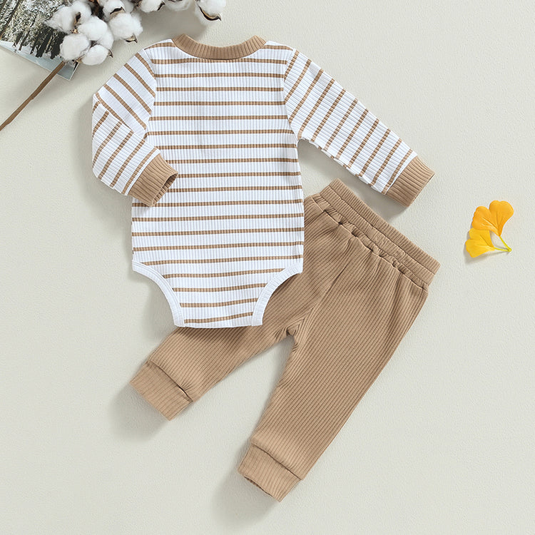 Citgeett Autumn Infant Baby Boy Outfit – Long Sleeve Striped Romper & Pants 2-Piece Fall Warm Clothes Set