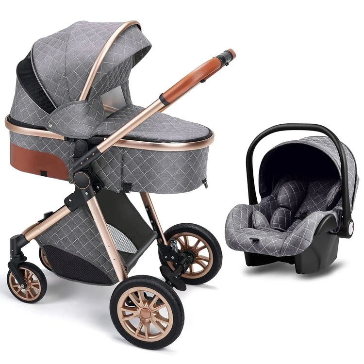 2-in-1 Convertible Baby Cradle Stroller – Foldable, Double-Sided High View Stroller for Toddlers (1–2Y), Portable Travel Pram