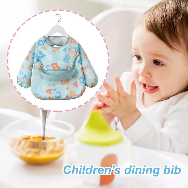 Toddler Long Sleeve Scarf Waterproof Art Smock Feeding Bib Apron Pocket Infant Boys Girls Burp Cloth Bandana Bibs supplies