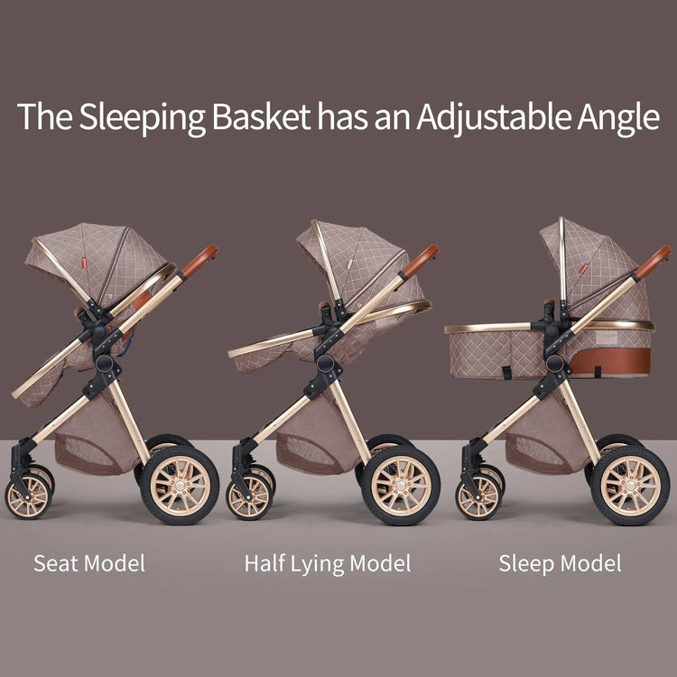 2-in-1 Convertible Baby Cradle Stroller – Foldable, Double-Sided High View Stroller for Toddlers (1–2Y), Portable Travel Pram