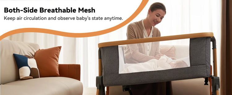 Cozy2 Baby Bedside Bassinet Sleeper Portable Travel Bassinet with Bigger Wheels 3 in 1 Bassinet Crib with Mattress, Storage Bask